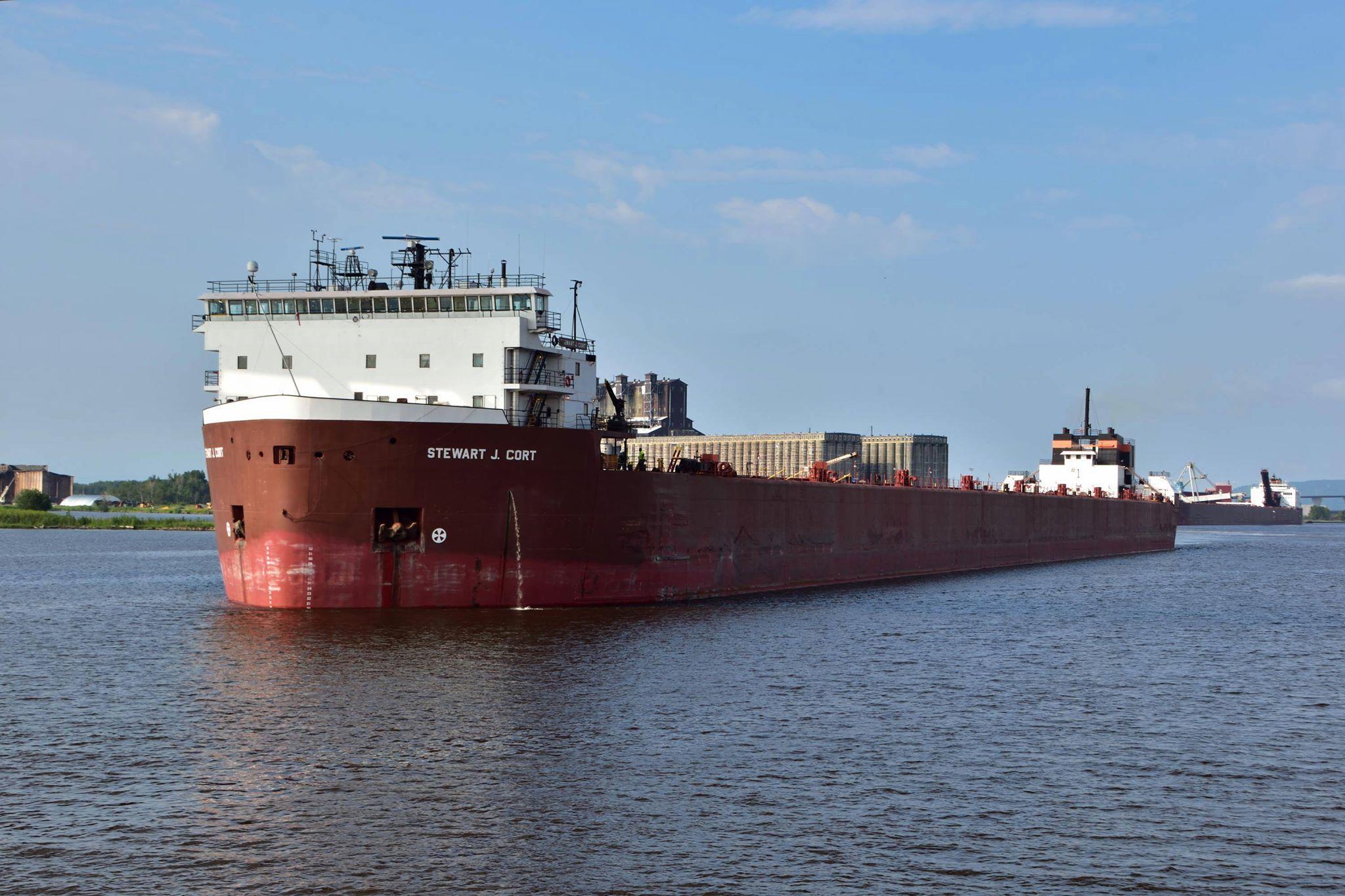 M/V Stewart J. Cort returns to active service following a brief layup in Superior, Wisconsin. Photo courtesy Paul Scinocca. 